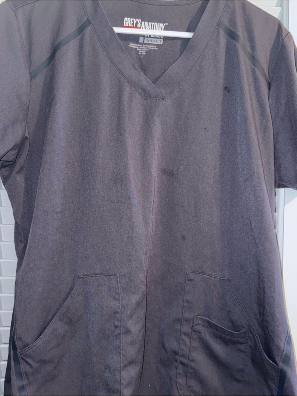 Grey's Anatomy Women’s V-Neck Scrub Top - Grey
